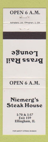 Matchbook Cover - Niemerg's Steak Effingham IL WHITE