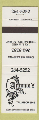 Matchbook Cover - Antonio's Italian Sterling Heights IL