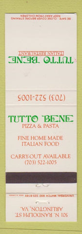 Matchbook Cover - Tutto Bene Pizza Italian Arlington VA