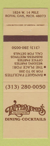 Matchbook Cover - Tapperooney's Restaurant Royal Oak MI