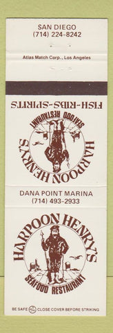 Matchbook Cover - Harpoon Henry's Seafood San Diego CA