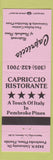 Matchbook Cover - Capriccio Ristorante Italian Pembroke Pines FL