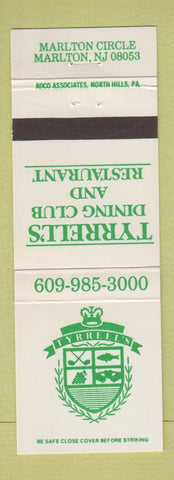 Matchbook Cover - Tyrrell's Dining Club Restaurant Marlton NJ