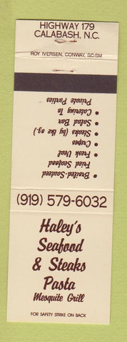 Matchbook Cover - Haley's Seafood Steaks Calabash NC