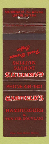Matchbook Cover - Garfield's Hamburgers Souvlaki London ON donuts