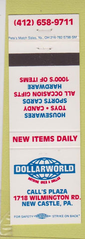 Matchbook Cover - Dollar World New Castle PA