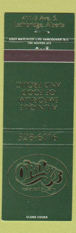 Matchbook Cover - O'Rileys Restaurant Lethbridge AB