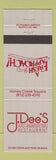 Matchbook Cover - J Dee's Restaurant Terre Haute IN