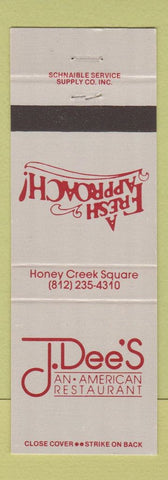 Matchbook Cover - J Dee's Restaurant Terre Haute IN