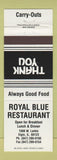 Matchbook Cover - Royal Blue Restaurant Elgin IL