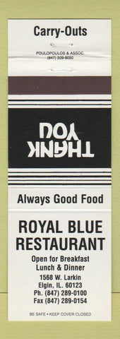 Matchbook Cover - Royal Blue Restaurant Elgin IL