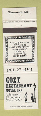 Matchbook Cover - Cozy Restaurant Motel Inn Thurmont MD WEAR
