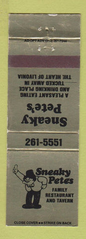 Matchbook Cover - Sneaky Pete's Livonia MI WEAR