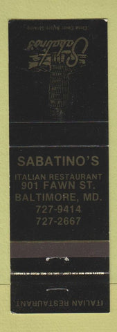 Matchbook Cover - Sabatino's Baltimore MD Italian