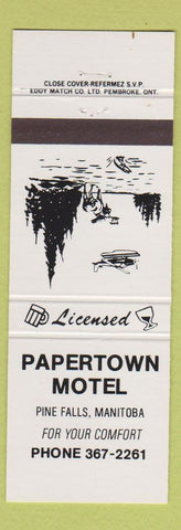 Matchbook Cover - Papertown Motel Pine Falls MB