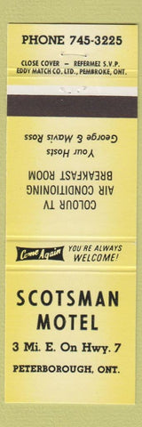 Matchbook Cover - Scotsman Motel Peterborough ON YELLOW