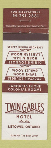 Matchbook Cover - Twin Gables Hotel Listowel ON