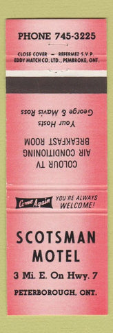 Matchbook Cover - Scotsman Motel Peterborough ON RED