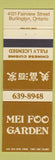 Matchbook Cover - Mei Foo Garden Chinese Burlington ON