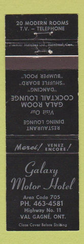 Matchbook Cover - Galaxy Motor Hotel Val Gagne ON