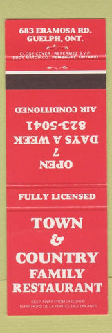 Matchbook Cover - Town and Country Family Restaurant Guelph ON