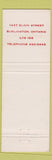 Matchbook Cover - The Upstairs Burlington ON WEAR