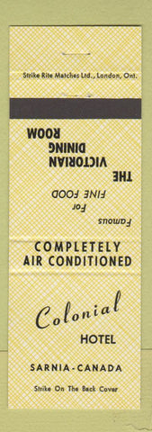 Matchbook Cover - Colonial Hotel Sarnia ON