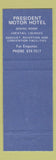 Matchbook Cover - President Motor Hotel Sudbury ON