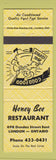 Matchbook Cover - Honey Bee Restaurant London ON