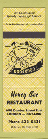 Matchbook Cover - Honey Bee Restaurant London ON