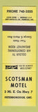 Matchbook Cover - Scotsman Motel Peterborough ON