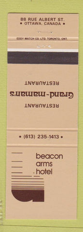 Matchbook Cover - Restaurant Grand Maman's Becon Arms Hotel Ottawa ON