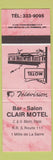 Matchbook Cover - Bar Salon Clair Motel QC