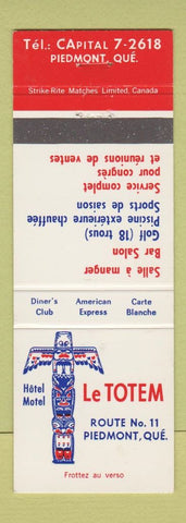Matchbook Cover - Hotel Motel Le Totem Piedmont QC