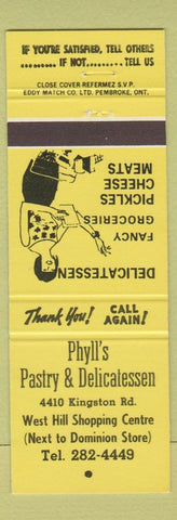 Matchbook Cover - Phyll's Pastry Deli Scarborough ON
