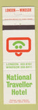 Matchbook Cover - National Traveller Hotel Windsor London ON WEAR