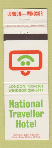 Matchbook Cover - National Traveller Hotel Windsor London ON WEAR