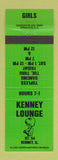 Matchbook Cover - Kenney Lounge Strip Club girlie Kenney IL GREEN