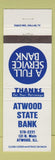 Matchbook Cover - Atwood State Bank Atwood IL