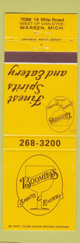 Matchbook Cover - Boomba's Restaurant Warren MI