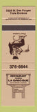 Matchbook Cover - Restaurant Pizza La Crecque Trois Rivieres QC
