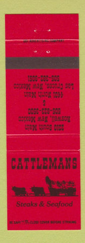 Matchbook Cover - Cattlemans Steaks Seafood Las Cruces Roswell NM