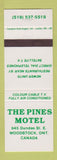 Matchbook Cover - Pines Motel Woodstock ON