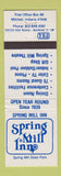 Matchbook Cover - Spring Mill Inn Mitchell IN