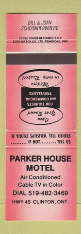 Matchbook Cover - Parker House Motel Clinton ON RED