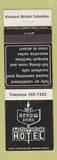Matchbook Cover - Hi Arrow Arms Motor Hotel Kinnaird BC