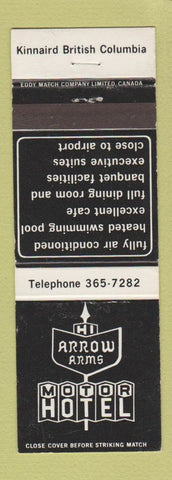 Matchbook Cover - Hi Arrow Arms Motor Hotel Kinnaird BC