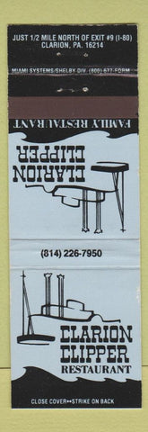 Matchbook Cover - Clarion Clipper Restaurant Clarion PA