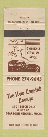 Matchbook Cover - New Crystal Lounge Dearborn Heights MI WEAR