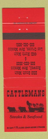 Matchbook Cover - Cattlemans Steaks Seafood Las Cruces Roswell NM WEAR